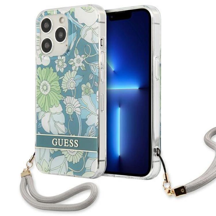 Guess Guess iPhone 13 Pro Skal Flower Strap - Grön