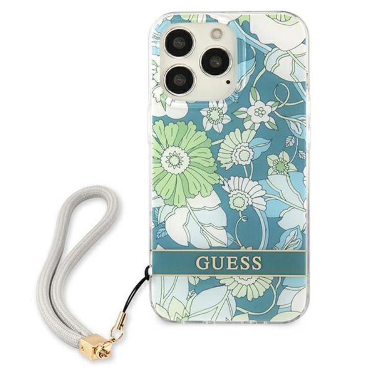Guess Guess iPhone 13 Pro Skal Flower Strap - Grön