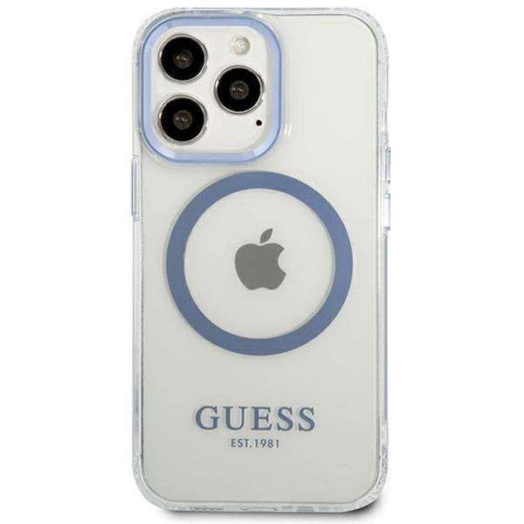 Guess Guess iPhone 13 Pro Skal Magsafe Metal Outline - Blå