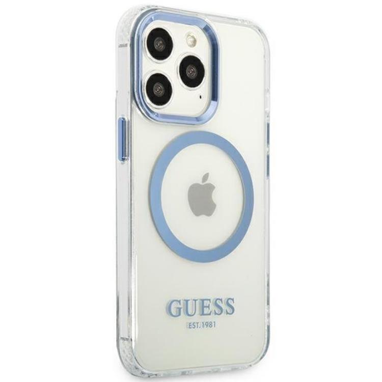 Guess Guess iPhone 13 Pro Skal Magsafe Metal Outline - Blå