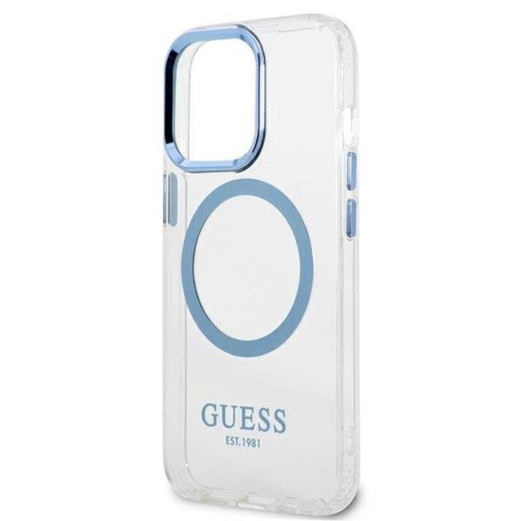 Guess Guess iPhone 13 Pro Skal Magsafe Metal Outline - Blå