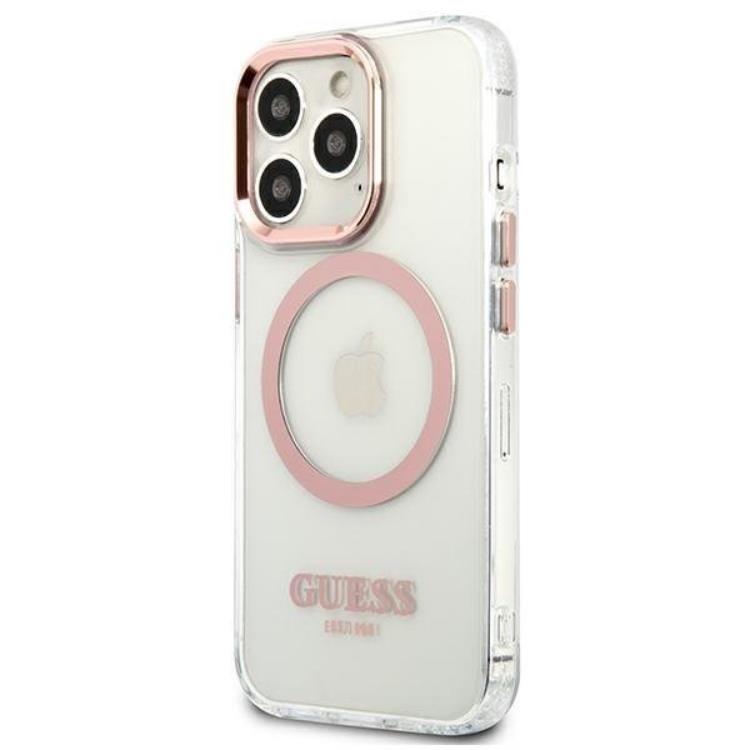 Guess Guess iPhone 13 Pro Skal Magsafe Metal Outline - Rosa