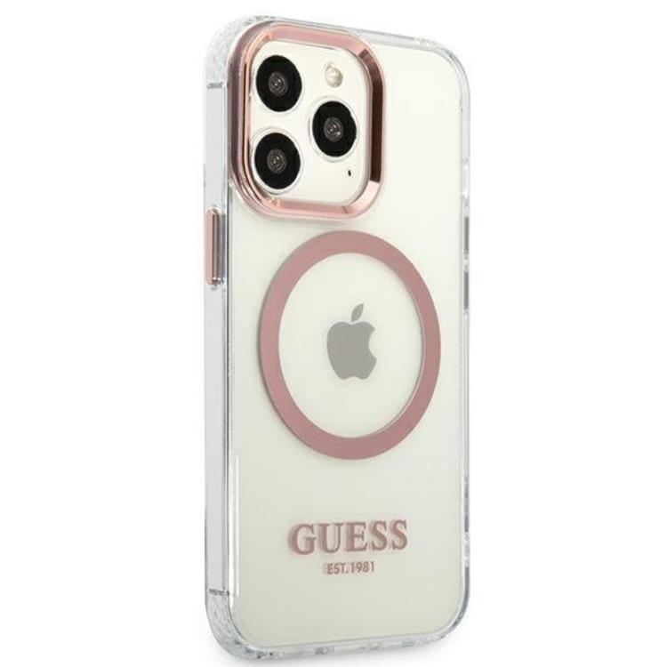 Guess Guess iPhone 13 Pro Skal Magsafe Metal Outline - Rosa