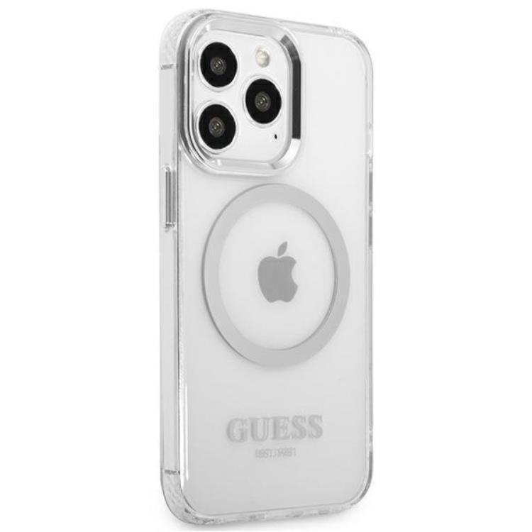 Guess Guess iPhone 13 Pro Skal Magsafe Metal Outline - Silver