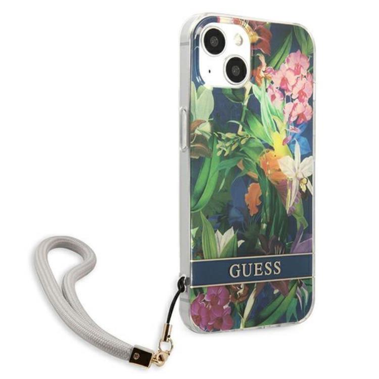 Guess Guess iPhone 13 Skal Flower Strap - Blå
