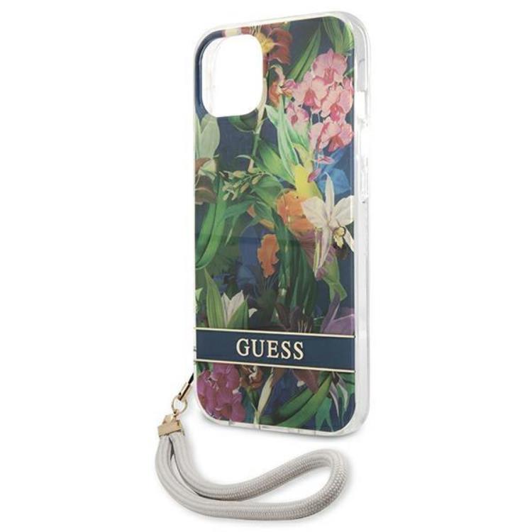 Guess Guess iPhone 13 Skal Flower Strap - Blå