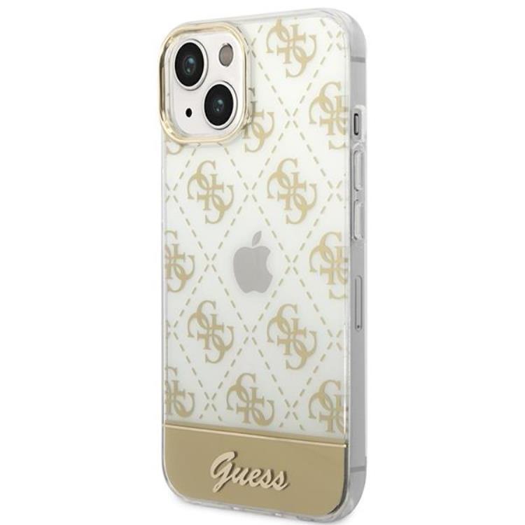 Guess GUESS iPhone 14 Plus Skal Pattern Script - Guld