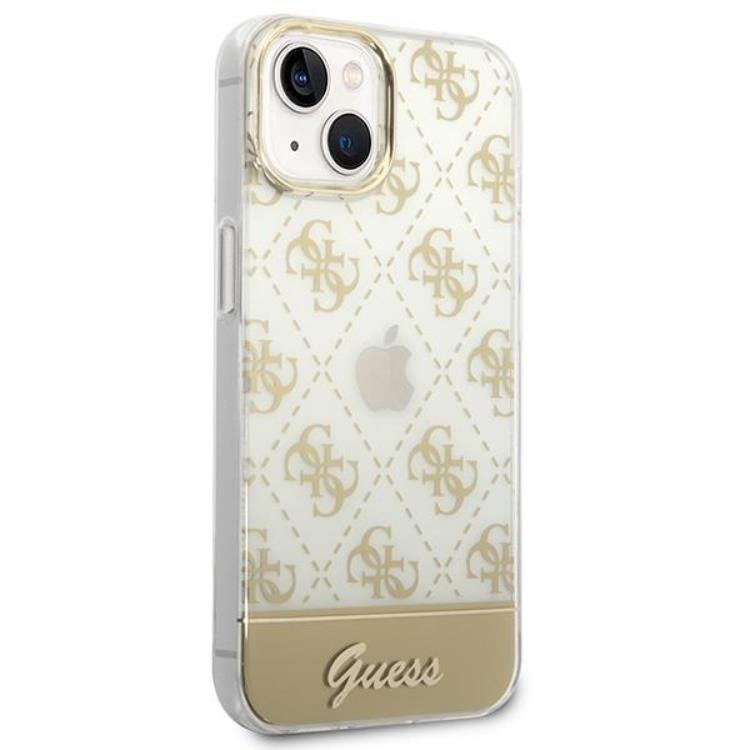 Guess GUESS iPhone 14 Plus Skal Pattern Script - Guld