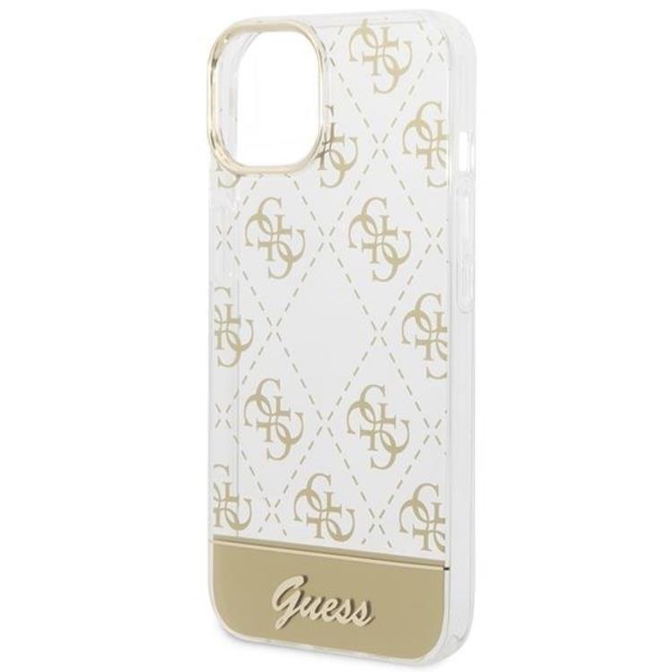 Guess GUESS iPhone 14 Plus Skal Pattern Script - Guld