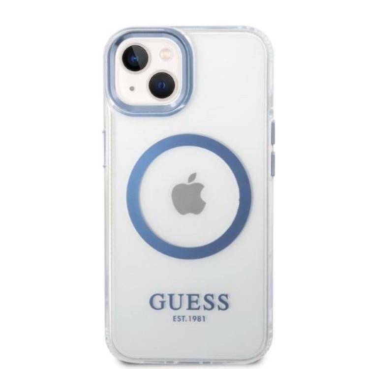 Guess GUESS iPhone 14 Plus Skal Magsafe Metal Outline - Blå