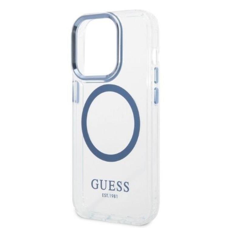 Guess GUESS iPhone 14 Pro Skal Magsafe Metal Outline - Blå