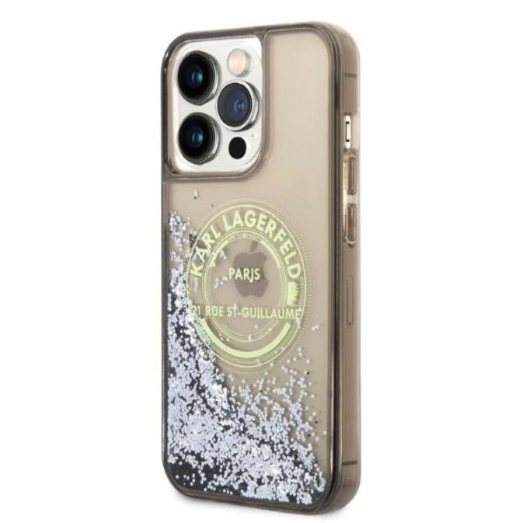 KARL LAGERFELD Karl Lagerfeld iPhone 14 Pro Max Skal Liquid Glitter RSG - Svart