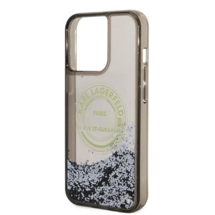 KARL LAGERFELD Karl Lagerfeld iPhone 14 Pro Max Skal Liquid Glitter RSG - Svart
