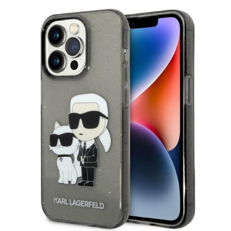 KARL LAGERFELD Karl Lagerfeld iPhone 14 Pro Skal IML GLIT NFT Karl & Choupette - Svart