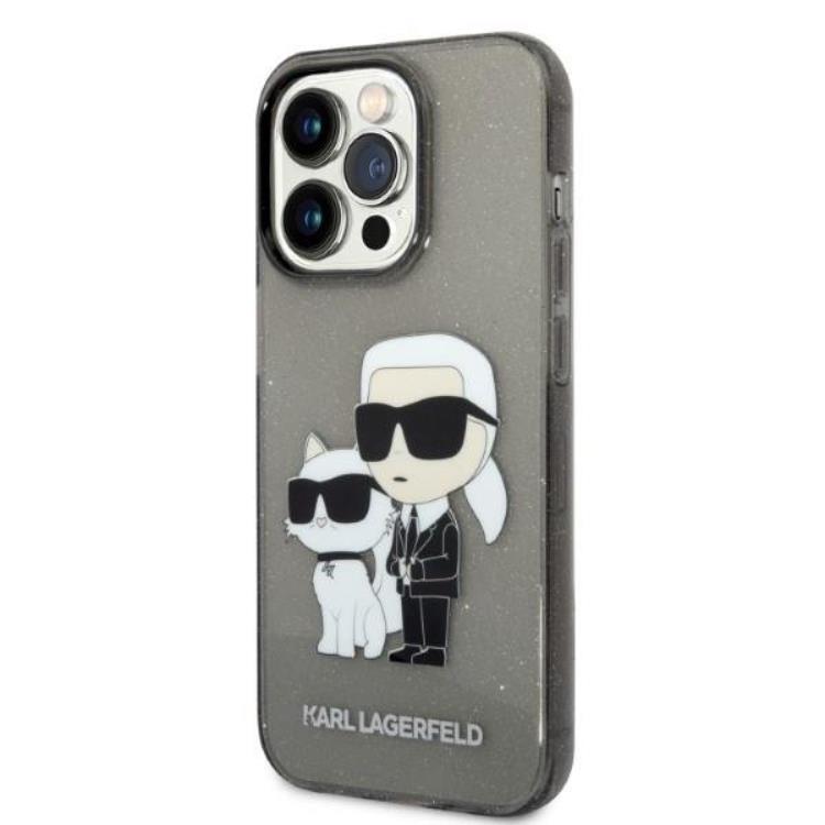 KARL LAGERFELD Karl Lagerfeld iPhone 14 Pro Skal IML GLIT NFT Karl & Choupette - Svart