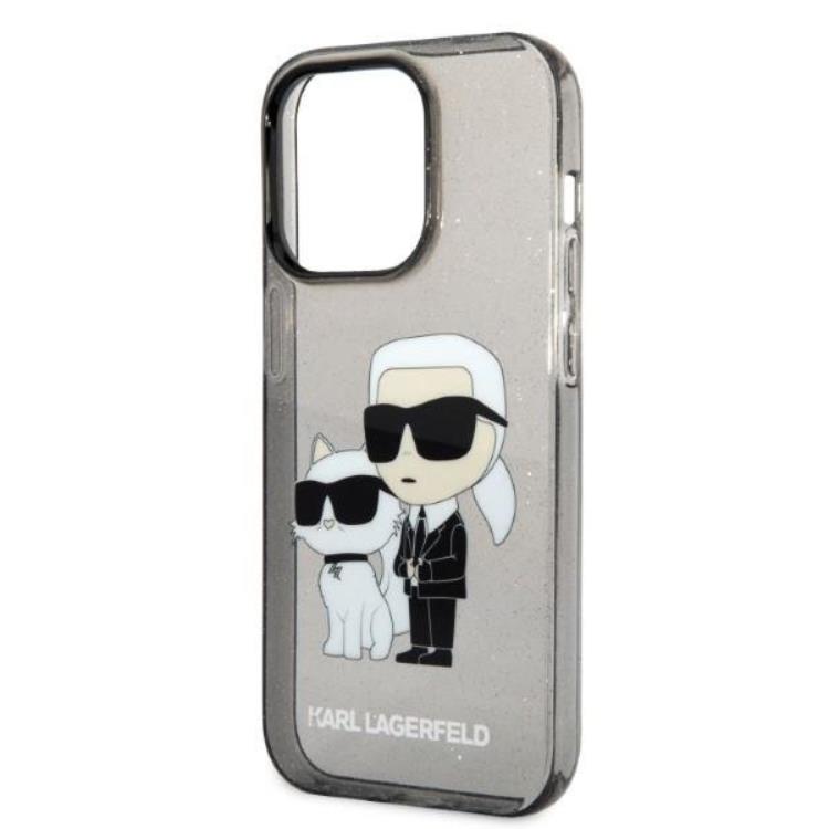 KARL LAGERFELD Karl Lagerfeld iPhone 14 Pro Skal IML GLIT NFT Karl & Choupette - Svart