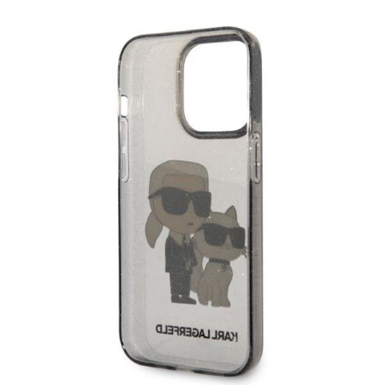 KARL LAGERFELD Karl Lagerfeld iPhone 14 Pro Skal IML GLIT NFT Karl & Choupette - Svart