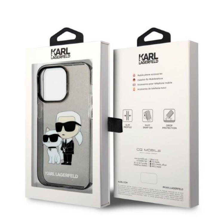 KARL LAGERFELD Karl Lagerfeld iPhone 14 Pro Skal IML GLIT NFT Karl & Choupette - Svart
