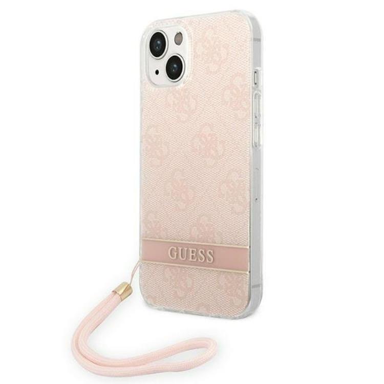 Guess GUESS iPhone 14 Plus Skal Print Strap - Rosa