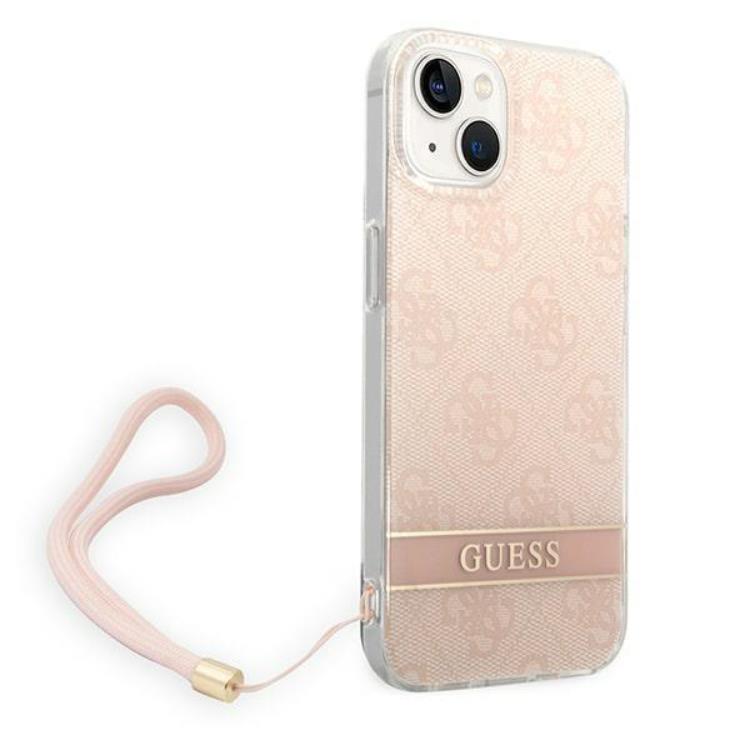 Guess GUESS iPhone 14 Plus Skal Print Strap - Rosa