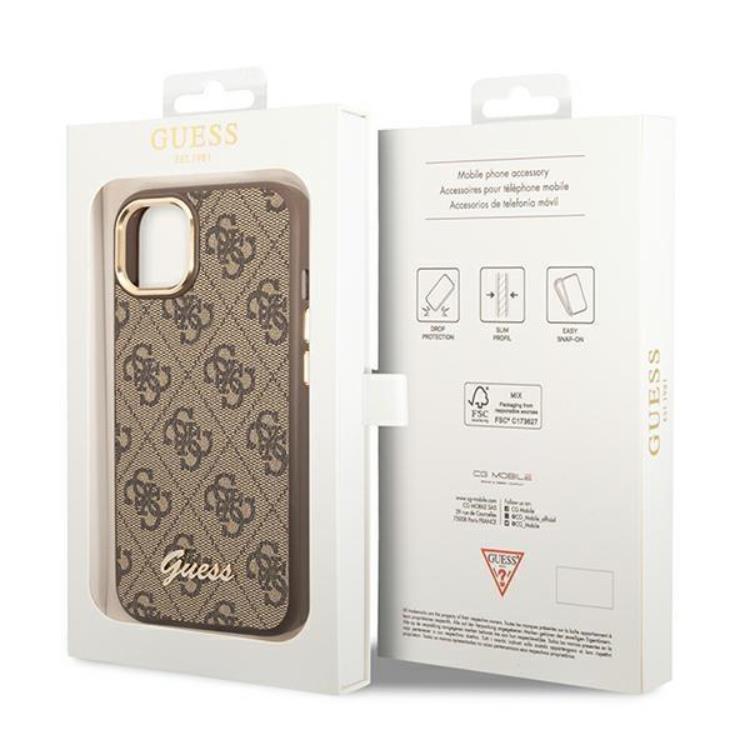 Guess GUESS iPhone 14 Skal Vintage Gold Logo - Brun