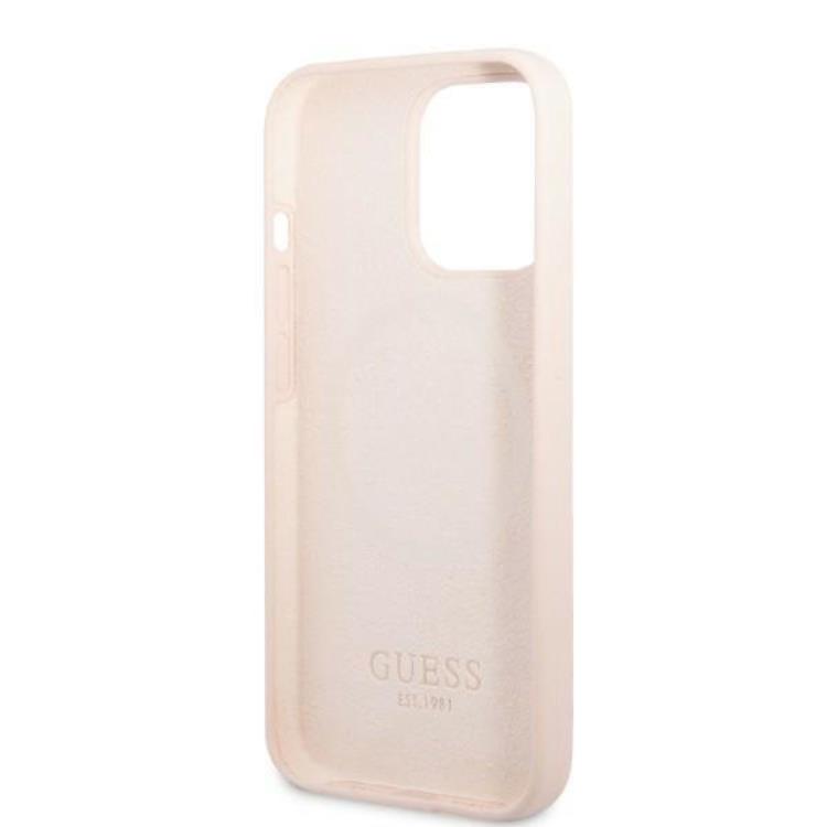 Guess Guess iPhone 13 Pro Skal MagSafe Silicone Logo Plate - Rosa
