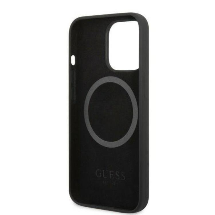 Guess Guess iPhone 13 Pro Skal MagSafe Silicone Logo Plate - Svart