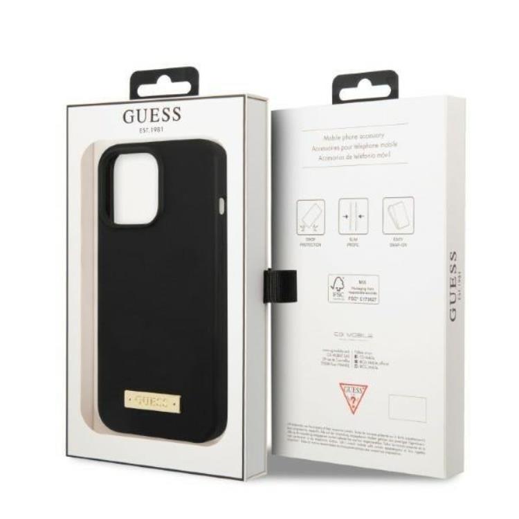 Guess Guess iPhone 13 Pro Skal MagSafe Silicone Logo Plate - Svart