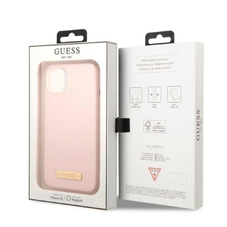 Guess Guess iPhone 13 Skal MagSafe Silicone Logo Plate - Rosa