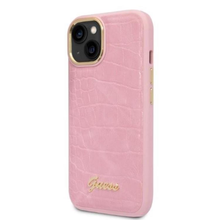 Guess GUESS iPhone 14 Plus Skal Croco Collection - Rosa