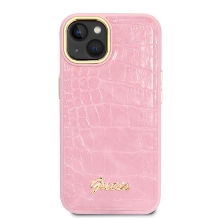 Guess GUESS iPhone 14 Plus Skal Croco Collection - Rosa