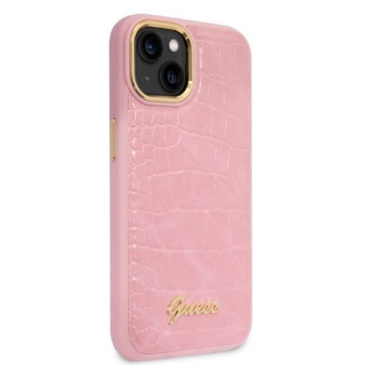 Guess GUESS iPhone 14 Plus Skal Croco Collection - Rosa