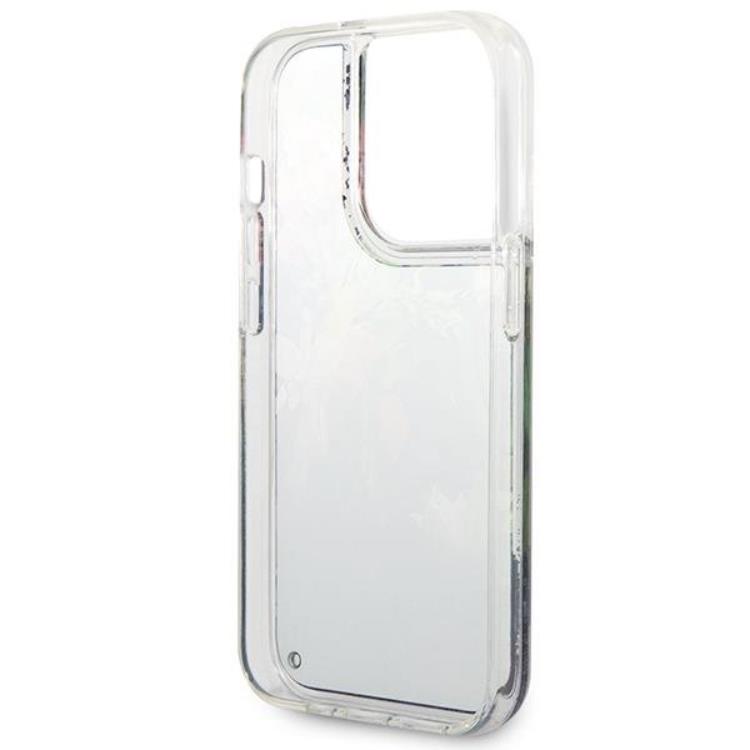 Guess GUESS iPhone 14 Pro Max Skal Flower Liquid Glitter - Blå