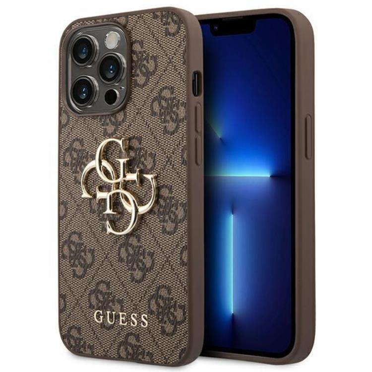 Guess GUESS iPhone 14 Pro Skal Big Metall Logo - Brun