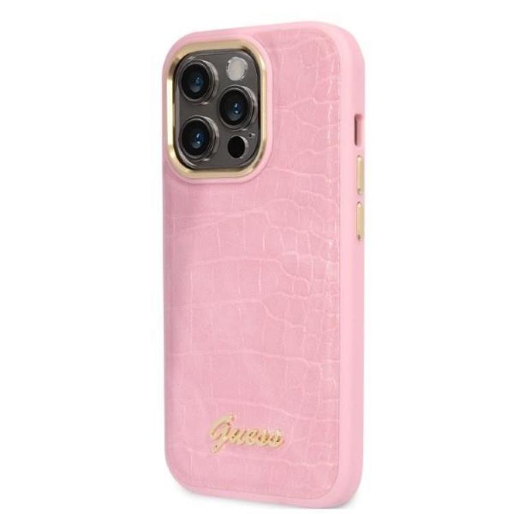 Guess GUESS iPhone 14 Pro Skal Croco Collection - Rosa