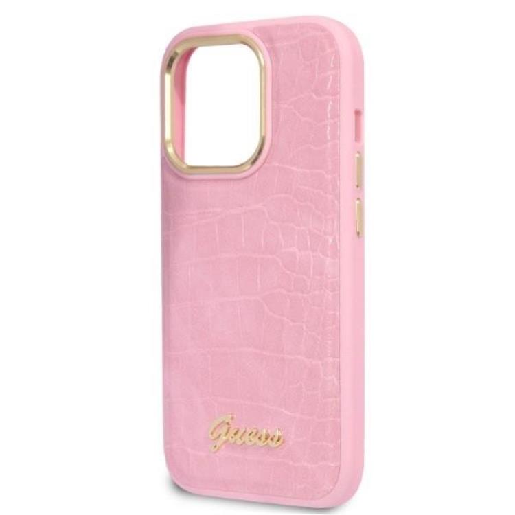 Guess GUESS iPhone 14 Pro Skal Croco Collection - Rosa