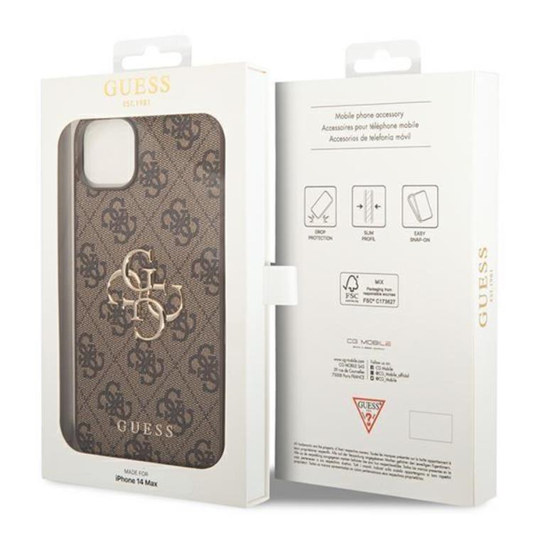 Guess GUESS iPhone 14 Skal Big Metall Logo - Brun