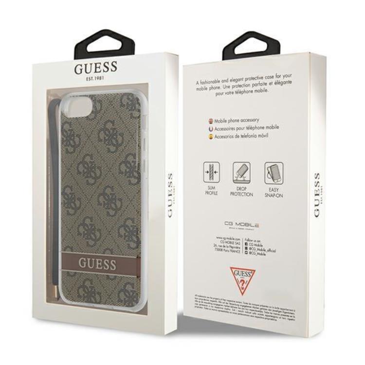 Guess Guess iPhone 7/8/SE (2020/2022) Skal Print Strap - Brun