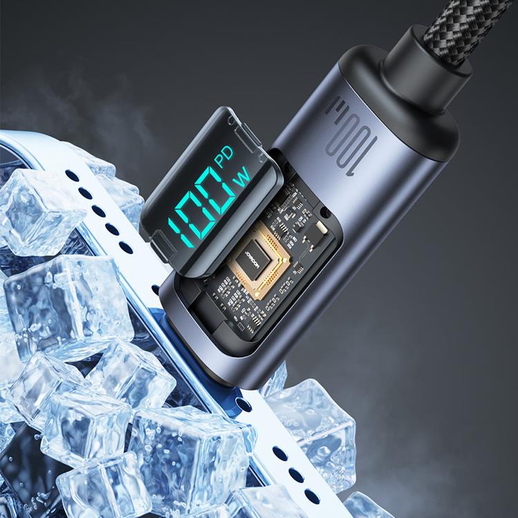 Joyroom Joyroom USB-C till USB-C kabel 100W med LED display 1.2m