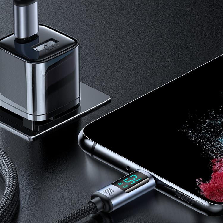 Joyroom Joyroom USB-C till USB-C kabel 100W med LED display 1.2m