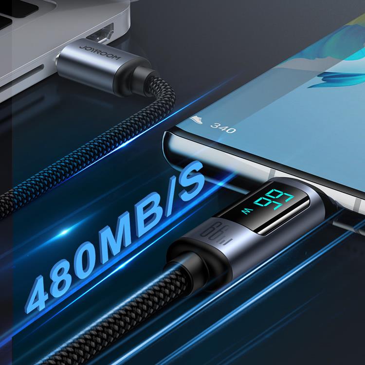 Joyroom Joyroom USB-C till USB-A kabel 66W med LED display 1.2m - Svart