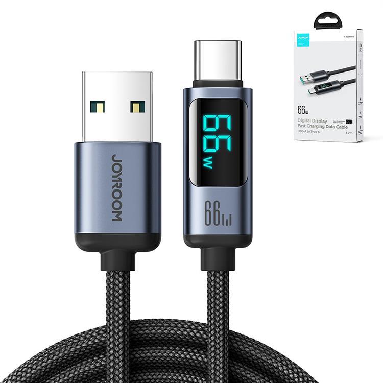 Joyroom Joyroom USB-C till USB-A kabel 66W med LED display 1.2m - Svart