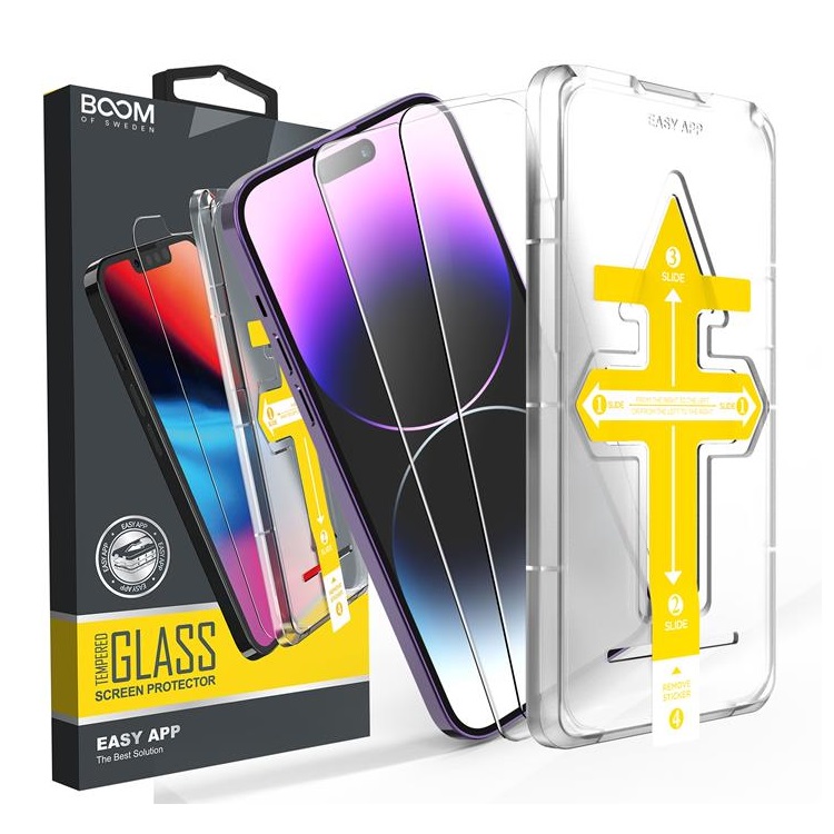 Boom of Sweden LIVSTIDSGARANTI - BOOM iPhone 14 Pro Härdat Glas Skärmskydd Clear - 2 Pack