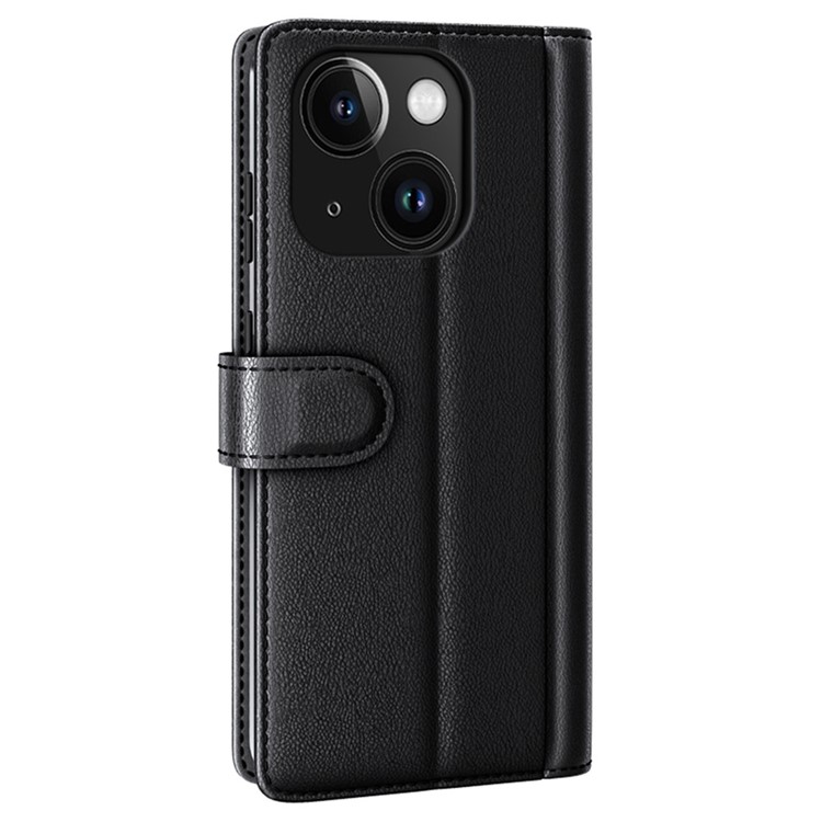 OEM iPhone 15 Plus Plånboksfodral Äkta Läder Anti-Dust - Svart