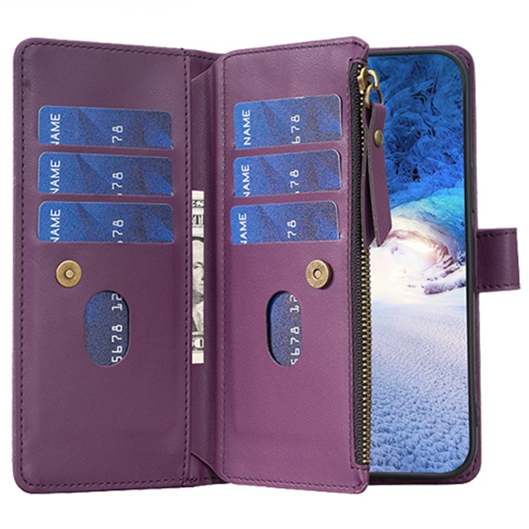 OEM iPhone 15 Plus Plånboksfodral Zipper Flip - Lavender