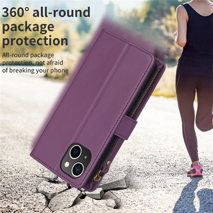 OEM iPhone 15 Plus Plånboksfodral Zipper Flip - Lavender