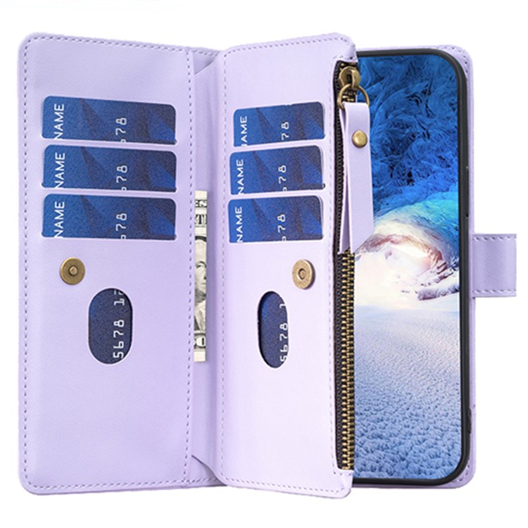 OEM iPhone 15 Plus Plånboksfodral Zipper Flip - Lila