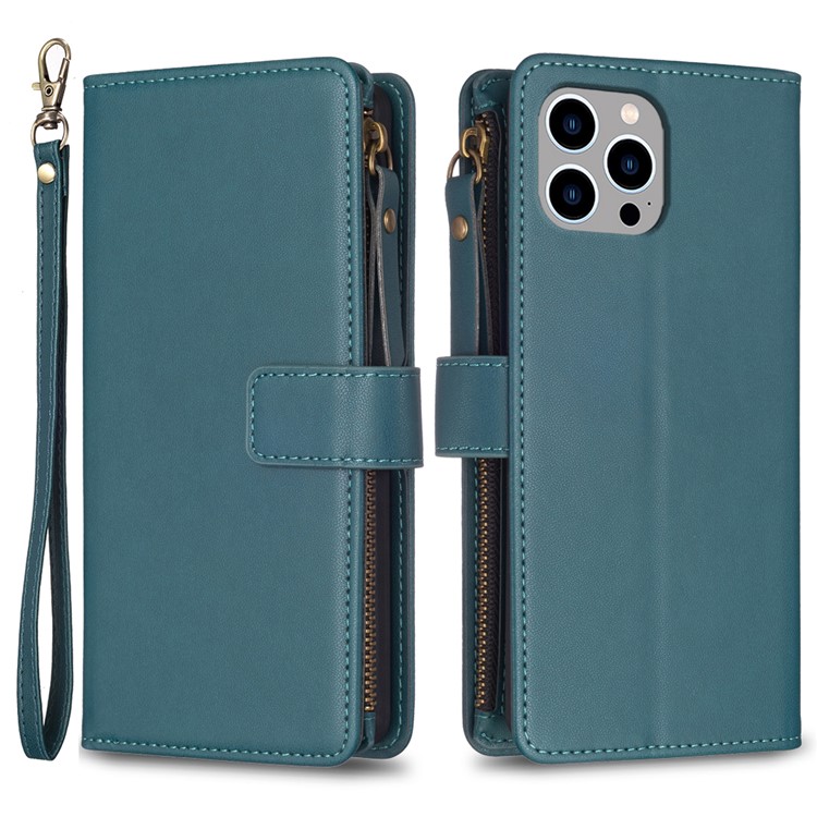 OEM iPhone 15 Pro Max Plånboksfodral Zipper Flip - Grön