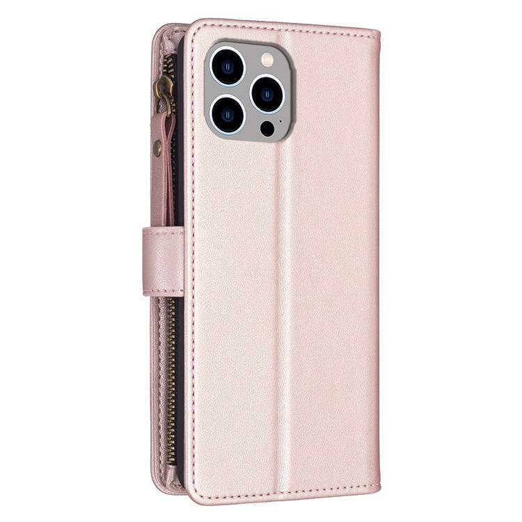 OEM iPhone 15 Pro Max Plånboksfodral Zipper Flip - Rosa Guld