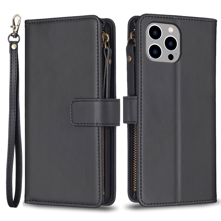 OEM iPhone 15 Pro Plånboksfodral Zipper Flip - Svart